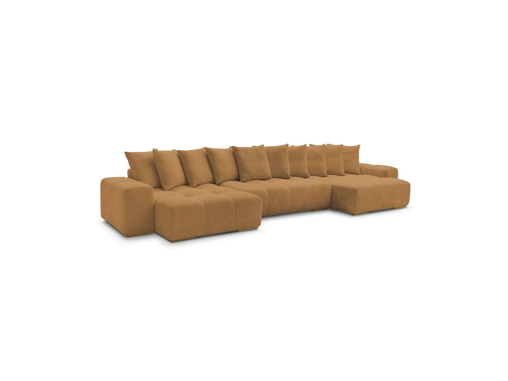 Anakin - Canapé Panoramique Fixe - Tissu Bouclette - 10 Coussins
