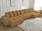 Anakin - Canapé Panoramique Fixe - Tissu Bouclette - 10 Coussins