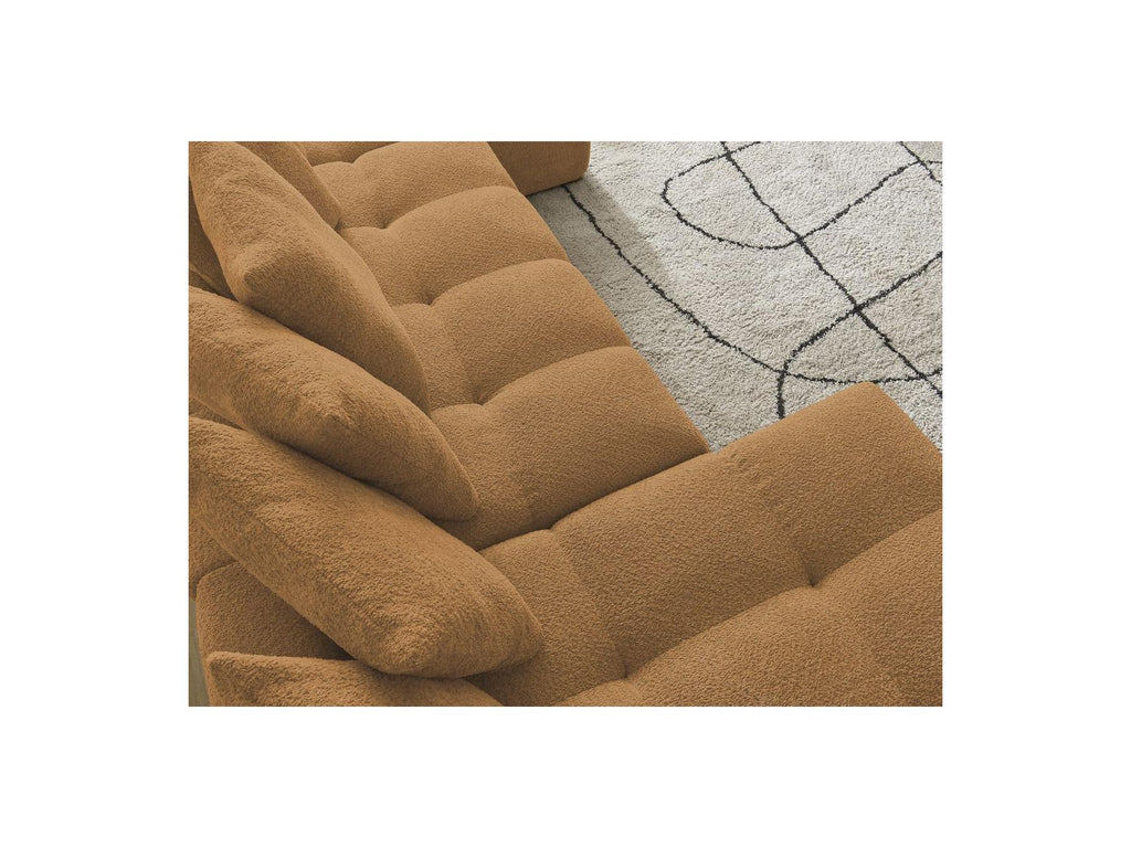 Anakin - Canapé Panoramique Fixe - Tissu Bouclette - 10 Coussins