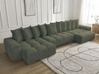 Anakin - Canapé Panoramique Fixe - Tissu Bouclette - 10 Coussins