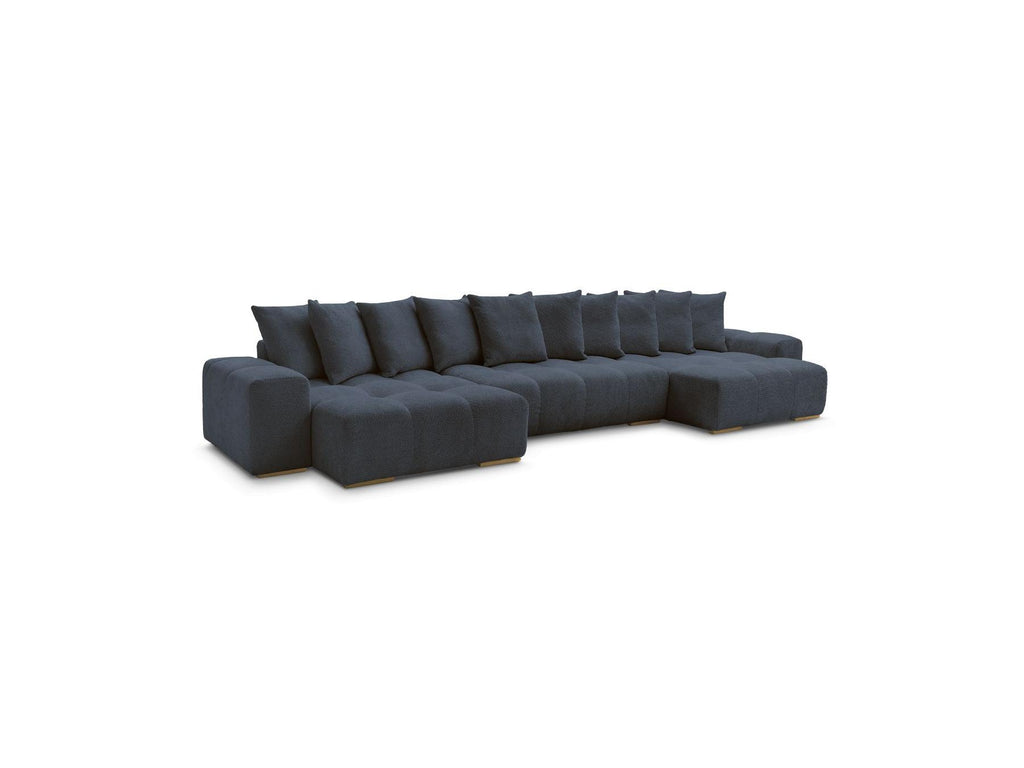 Anakin - Canapé Panoramique Fixe - Tissu Bouclette - 10 Coussins