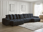Anakin - Canapé Panoramique Fixe - Tissu Bouclette - 10 Coussins