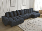 Anakin - Canapé Panoramique Fixe - Tissu Bouclette - 10 Coussins