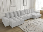 Anakin - Canapé Panoramique Fixe - Tissu Bouclette - 10 Coussins