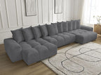 Anakin - Canapé Panoramique Fixe - Tissu Bouclette - 10 Coussins