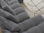 Anakin - Canapé Panoramique Fixe - Tissu Bouclette - 10 Coussins