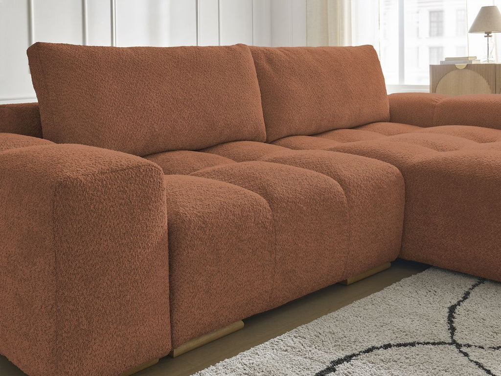 Anakin - Canapé D'Angle Réversible - Tissu Bouclette - 2 Coussins