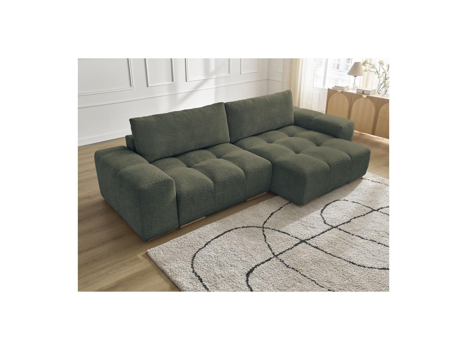 Anakin - Canapé D'Angle Réversible - Tissu Bouclette - 2 Coussins