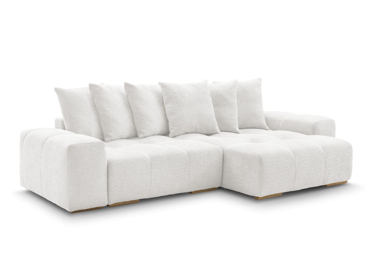 Anakin - Canapé D'Angle Réversible - Tissu Bouclette - 6 Coussins