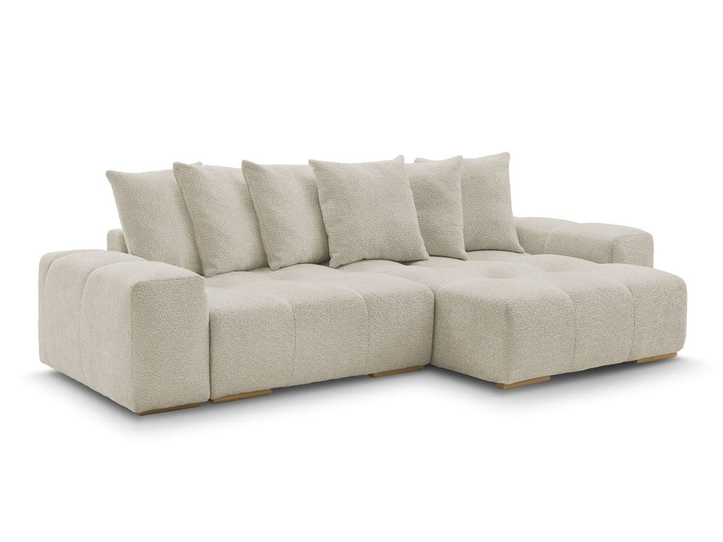 Anakin - Canapé D'Angle Réversible - Tissu Bouclette - 6 Coussins