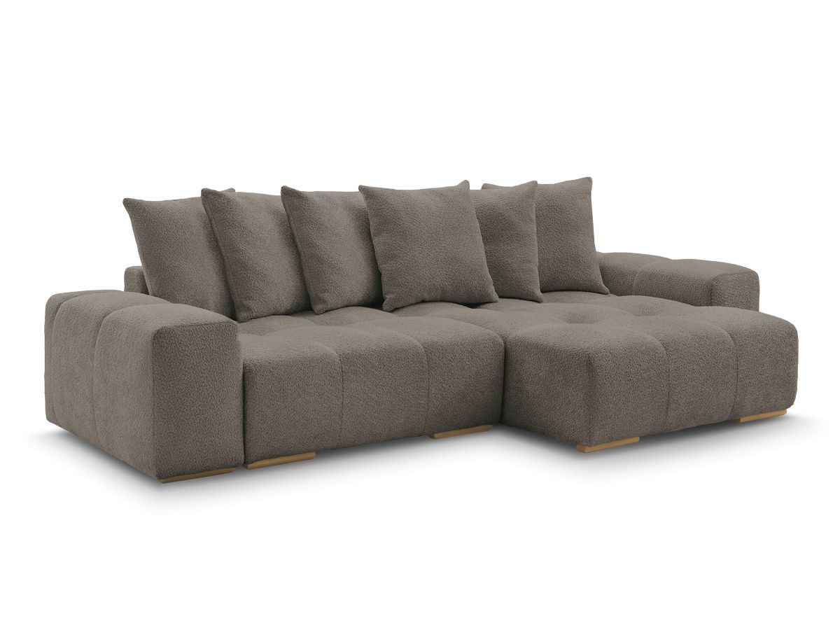 Anakin - Canapé D'Angle Réversible - Tissu Bouclette - 6 Coussins