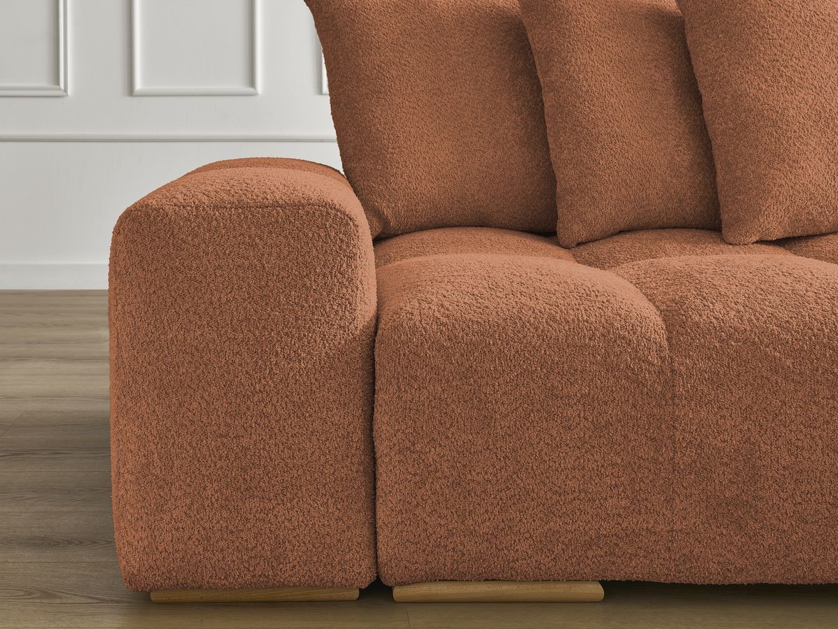 Anakin - Canapé D'Angle Réversible - Tissu Bouclette - 6 Coussins