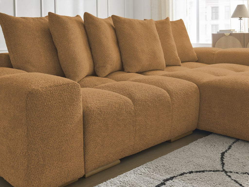 Anakin - Canapé D'Angle Réversible - Tissu Bouclette - 6 Coussins