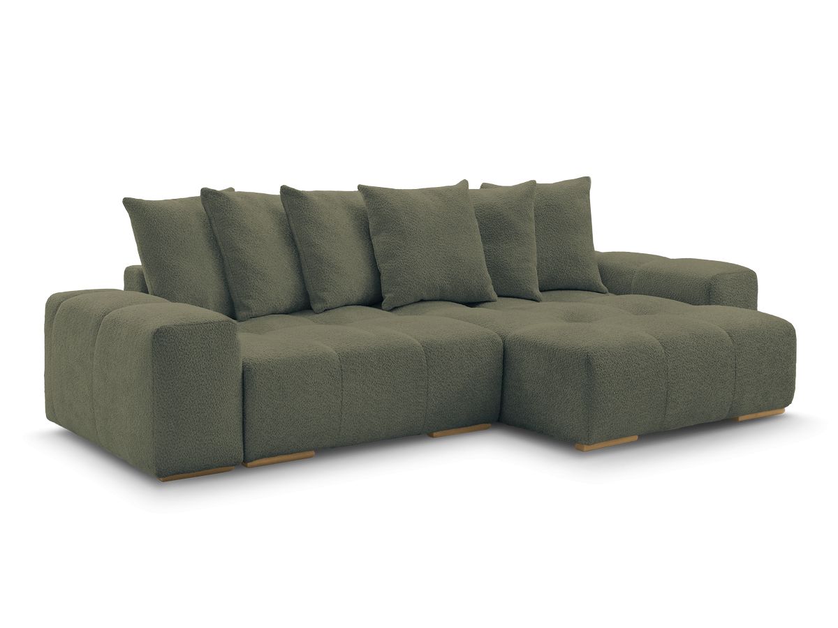 Anakin - Canapé D'Angle Réversible - Tissu Bouclette - 6 Coussins