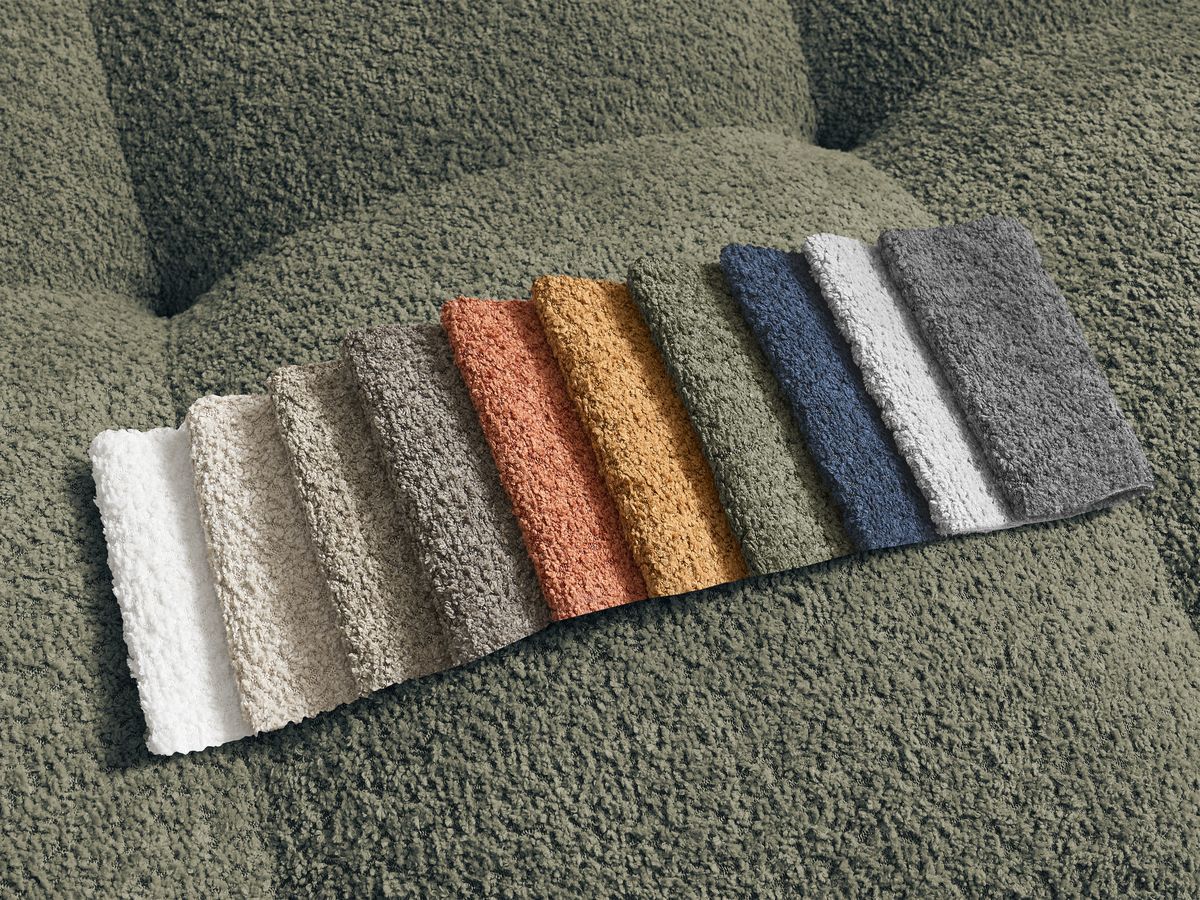 Anakin - Canapé D'Angle Réversible - Tissu Bouclette - 6 Coussins