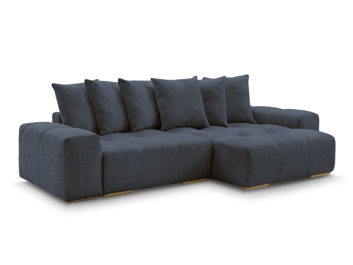 Anakin - Canapé D'Angle Réversible - Tissu Bouclette - 6 Coussins