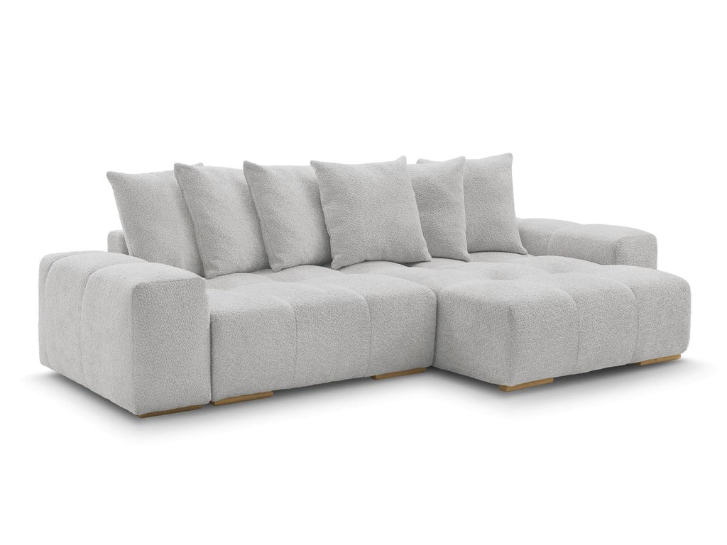 Anakin - Canapé D'Angle Réversible - Tissu Bouclette - 6 Coussins