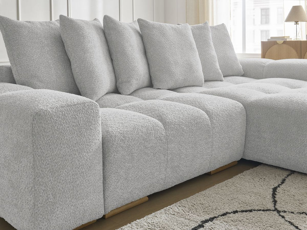 Anakin - Canapé D'Angle Réversible - Tissu Bouclette - 6 Coussins