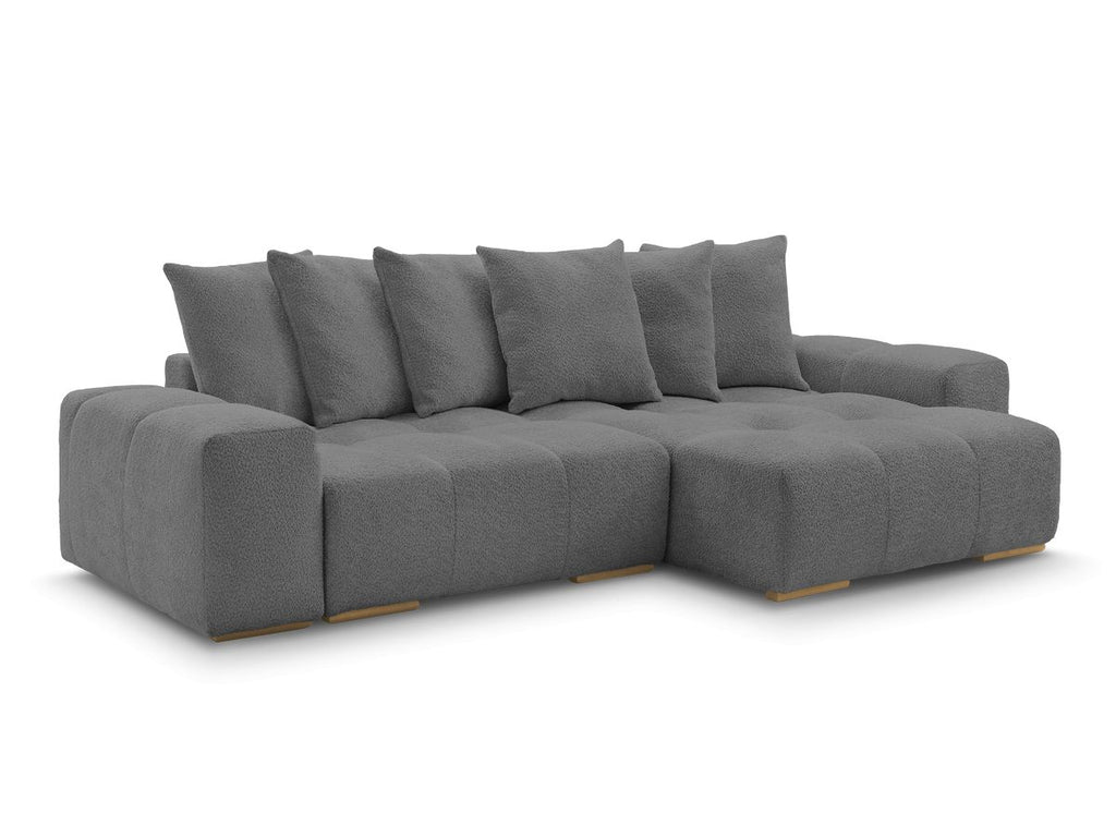 Anakin - Canapé D'Angle Réversible - Tissu Bouclette - 6 Coussins