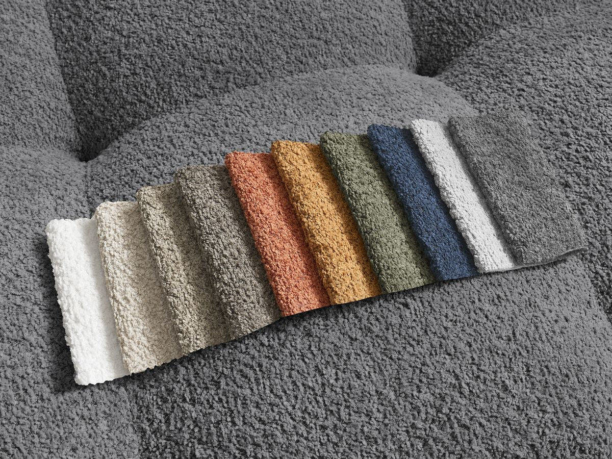 Anakin - Canapé D'Angle Réversible - Tissu Bouclette - 6 Coussins