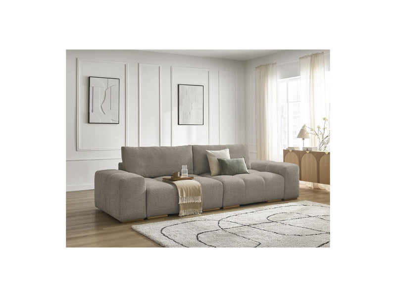 Canapé Droit Convertible Coffre - Anakin - Tissu Bouclette - 2 Coussins