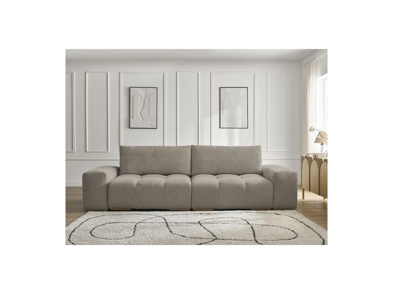 Canapé Droit Convertible Coffre - Anakin - Tissu Bouclette - 2 Coussins