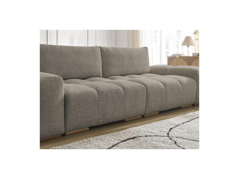 Canapé Droit Convertible Coffre - Anakin - Tissu Bouclette - 2 Coussins