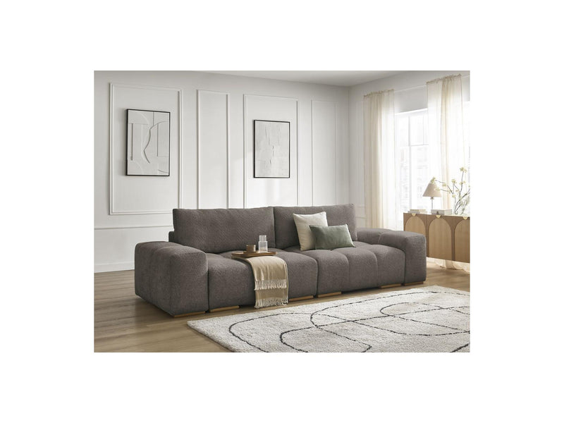 Canapé Droit Convertible Coffre - Anakin - Tissu Bouclette - 2 Coussins