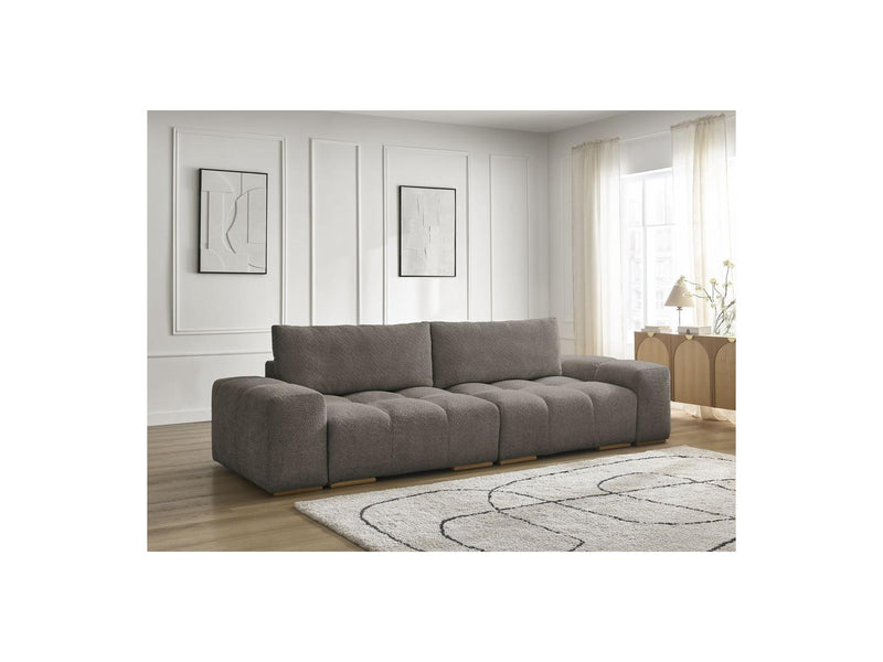 Canapé Droit Convertible Coffre - Anakin - Tissu Bouclette - 2 Coussins