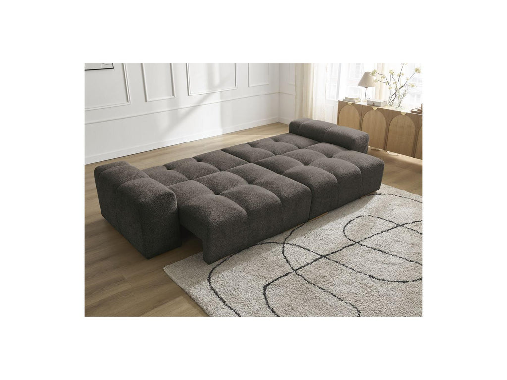 Anakin - Sofá recto convertible con arcón - Tejido bouclé - 2 cojines