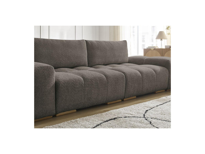 Canapé Droit Convertible Coffre - Anakin - Tissu Bouclette - 2 Coussins