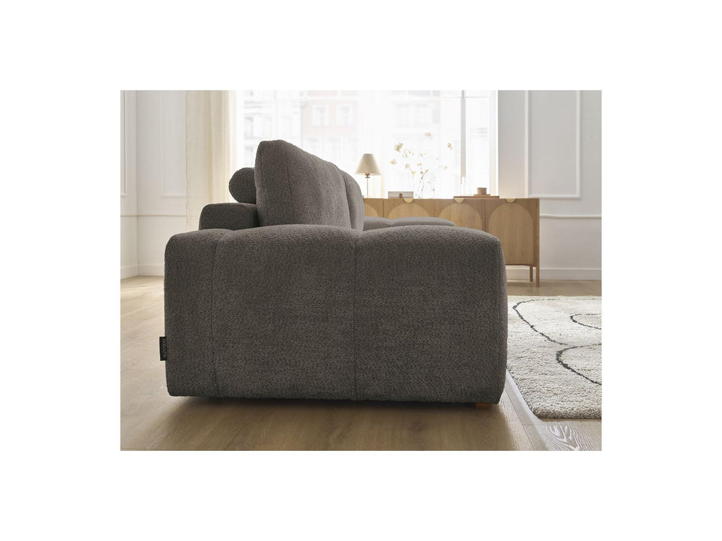 Anakin - Sofá recto convertible con arcón - Tejido bouclé - 2 cojines