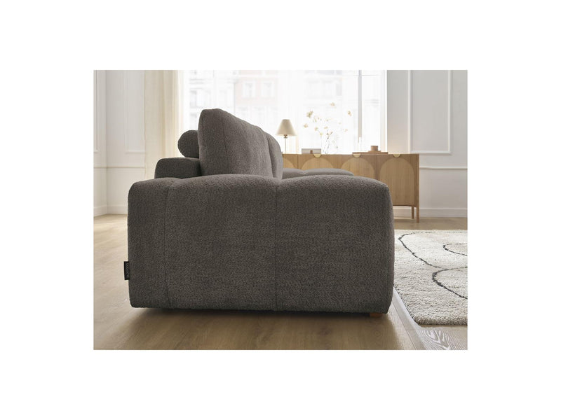 Canapé Droit Convertible Coffre - Anakin - Tissu Bouclette - 2 Coussins