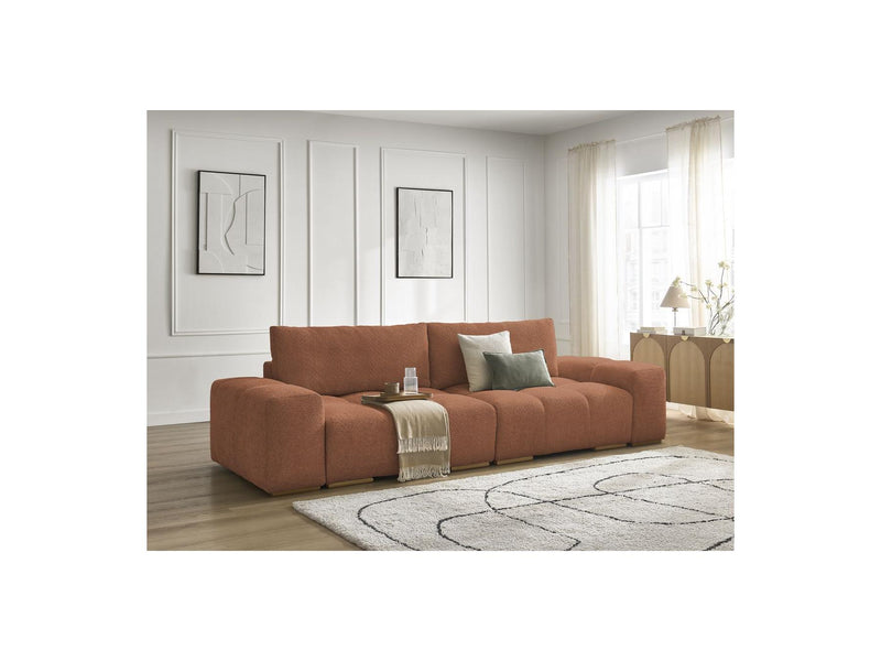 Canapé Droit Convertible Coffre - Anakin - Tissu Bouclette - 2 Coussins