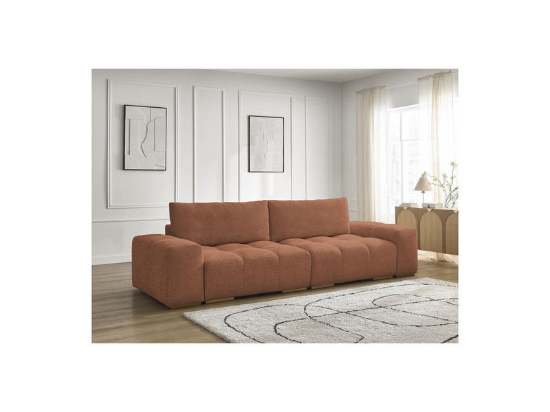 Canapé Droit Convertible Coffre - Anakin - Tissu Bouclette - 2 Coussins