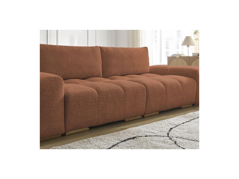 Canapé Droit Convertible Coffre - Anakin - Tissu Bouclette - 2 Coussins