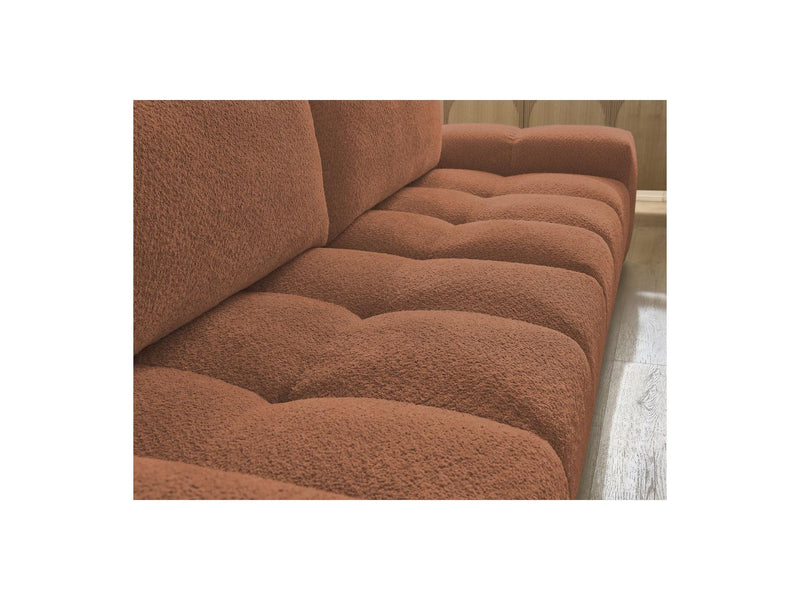 Canapé Droit Convertible Coffre - Anakin - Tissu Bouclette - 2 Coussins