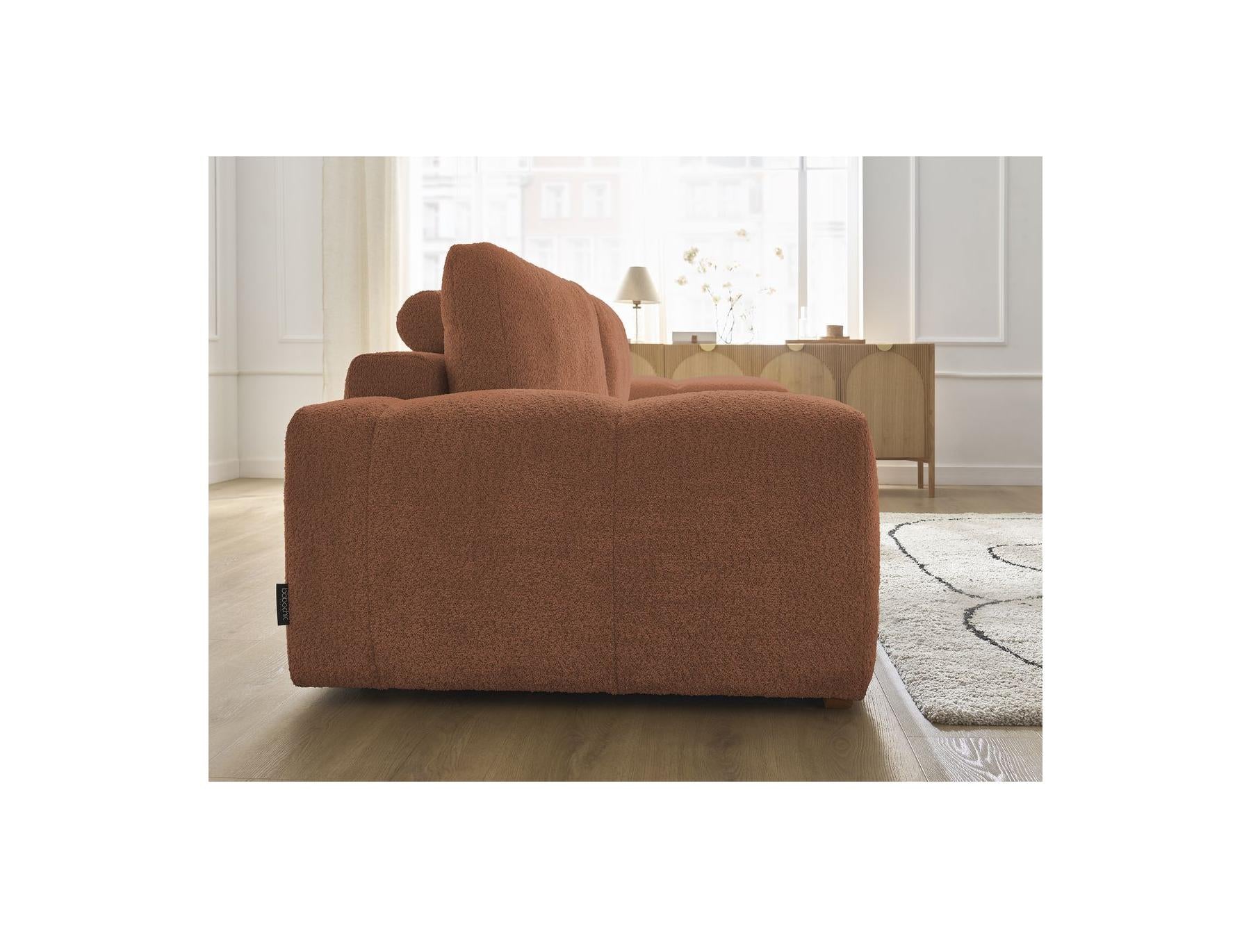 Anakin - Sofá recto convertible con arcón - Tejido bouclé - 2 cojines