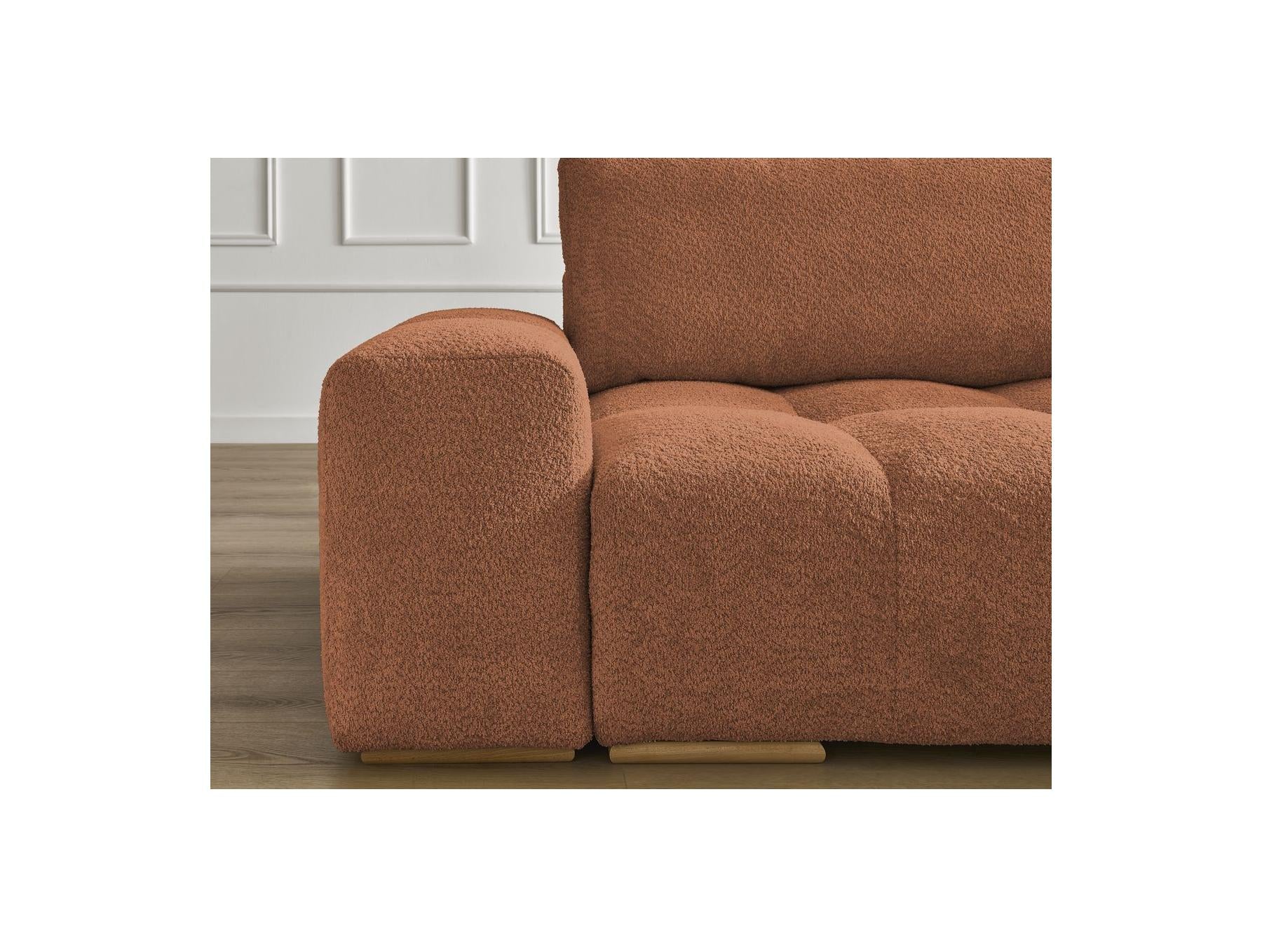 Anakin - Sofá recto convertible con arcón - Tejido bouclé - 2 cojines