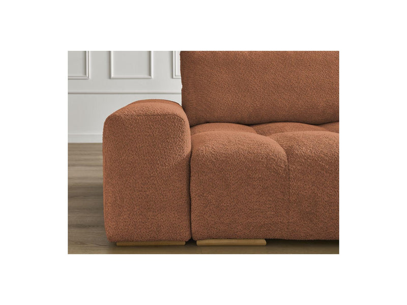 Canapé Droit Convertible Coffre - Anakin - Tissu Bouclette - 2 Coussins