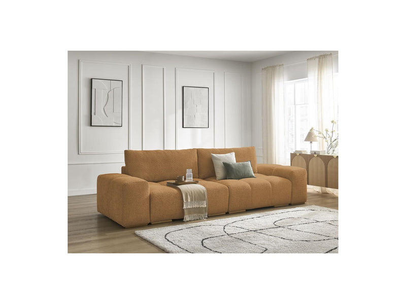 Canapé Droit Convertible Coffre - Anakin - Tissu Bouclette - 2 Coussins