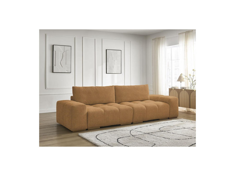 Canapé Droit Convertible Coffre - Anakin - Tissu Bouclette - 2 Coussins