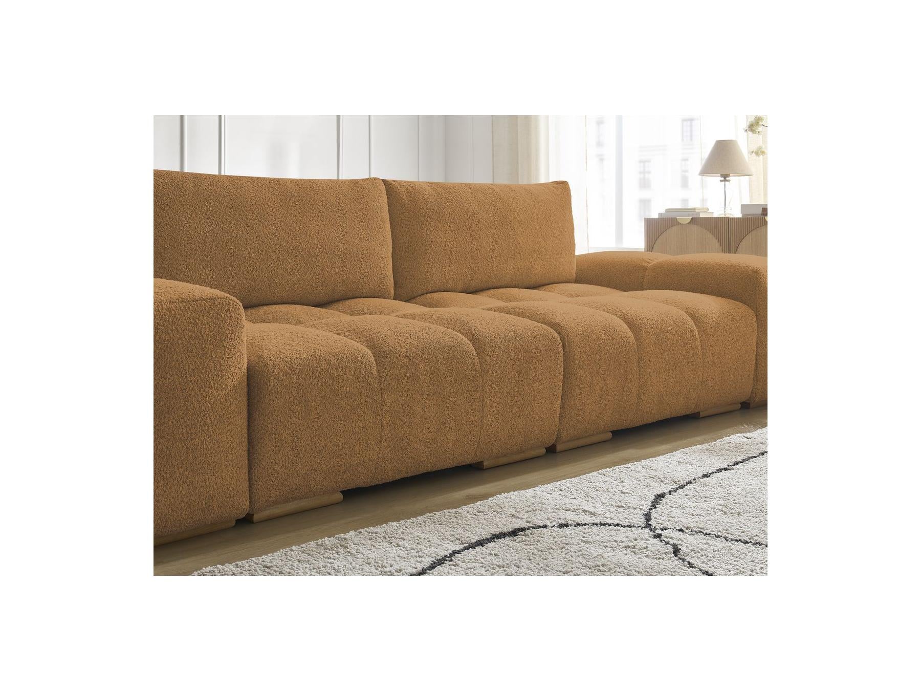 Anakin - Sofá recto convertible con arcón - Tejido bouclé - 2 cojines