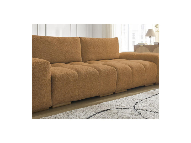 Canapé Droit Convertible Coffre - Anakin - Tissu Bouclette - 2 Coussins