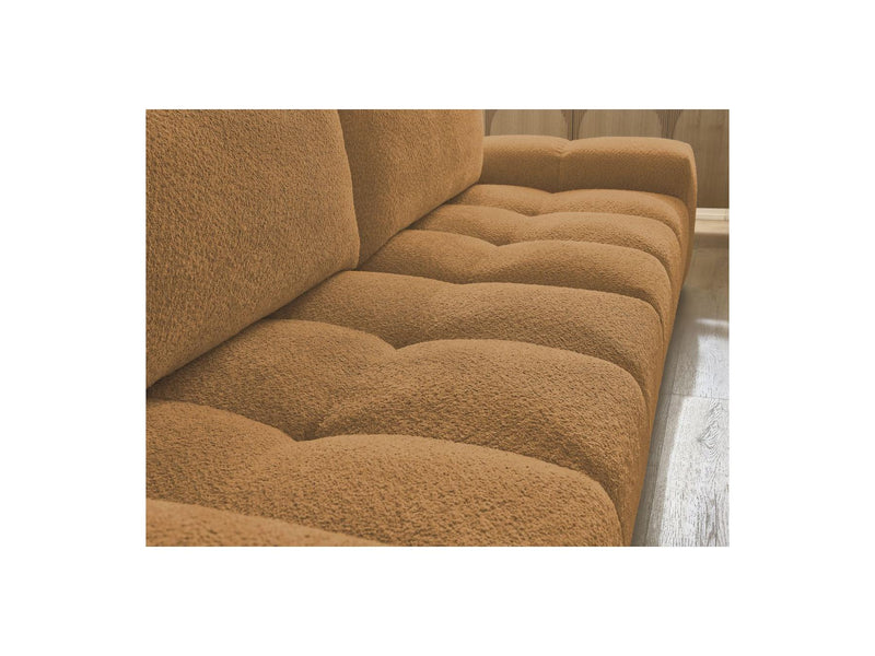 Canapé Droit Convertible Coffre - Anakin - Tissu Bouclette - 2 Coussins