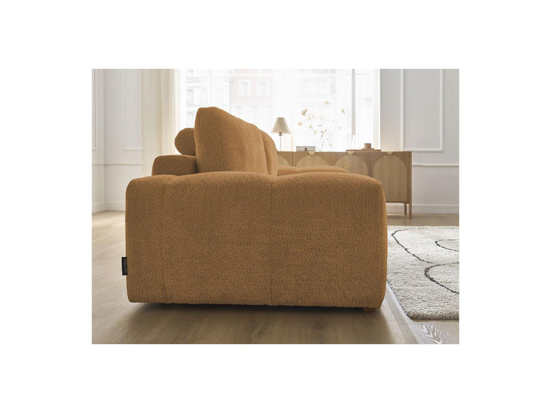 Canapé Droit Convertible Coffre - Anakin - Tissu Bouclette - 2 Coussins