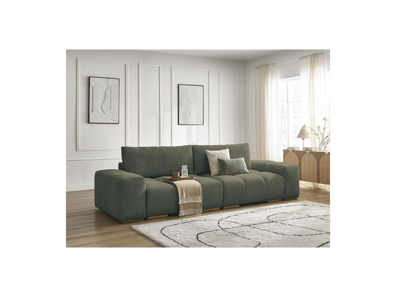 Canapé Droit Convertible Coffre - Anakin - Tissu Bouclette - 2 Coussins