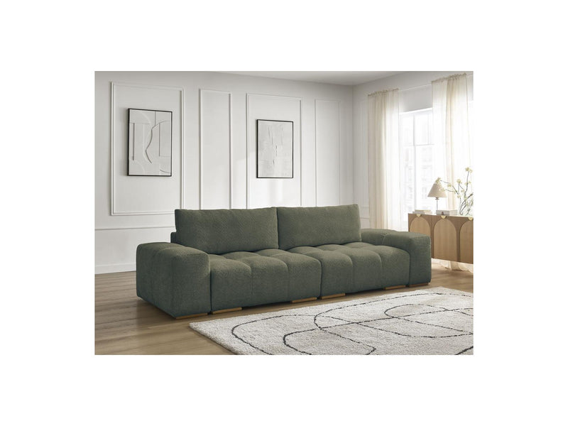 Canapé Droit Convertible Coffre - Anakin - Tissu Bouclette - 2 Coussins