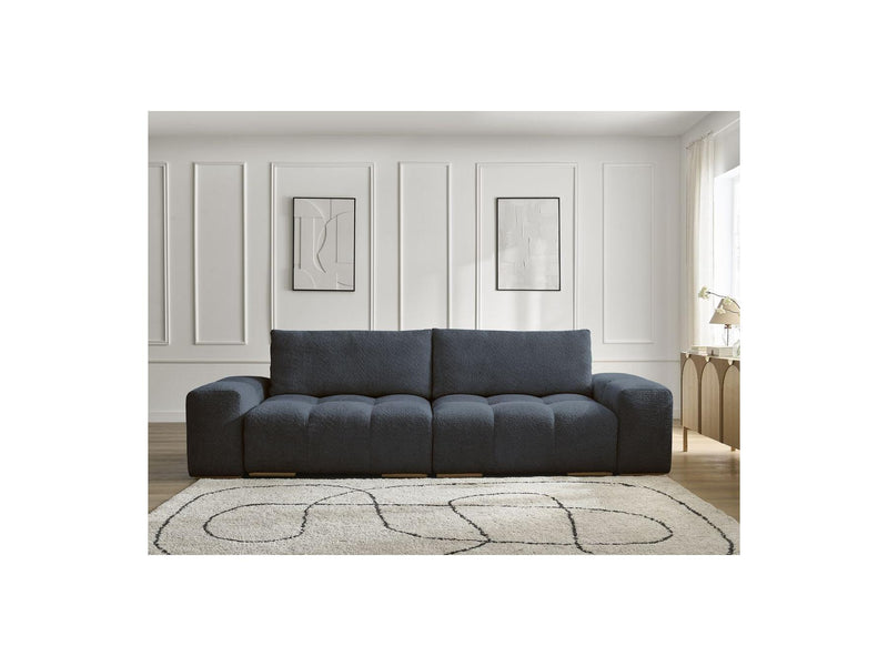 Canapé Droit Convertible Coffre - Anakin - Tissu Bouclette - 2 Coussins