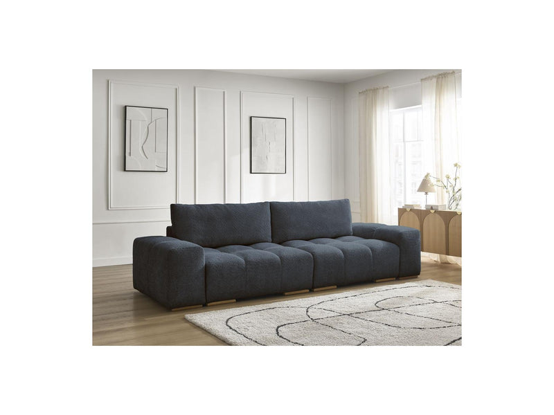 Canapé Droit Convertible Coffre - Anakin - Tissu Bouclette - 2 Coussins